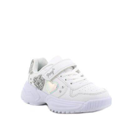 Primigi Ανατομικό Αθλητικό Για Κορίτσι Λευκό Με Ιριδίζον Καρδούλες