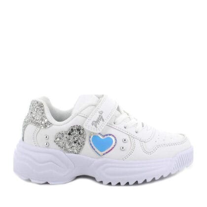 Primigi Ανατομικό Αθλητικό Για Κορίτσι Λευκό Με Ιριδίζον Καρδούλες