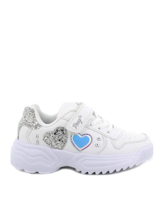 Primigi Ανατομικό Αθλητικό Για Κορίτσι Λευκό Με Ιριδίζον Καρδούλες