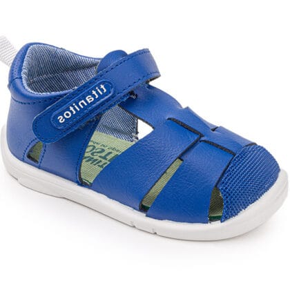 Titanitos Δερμάτινο Ανατομικό Παπουτσοπέδιλο Για Αγόρι Μπλέ