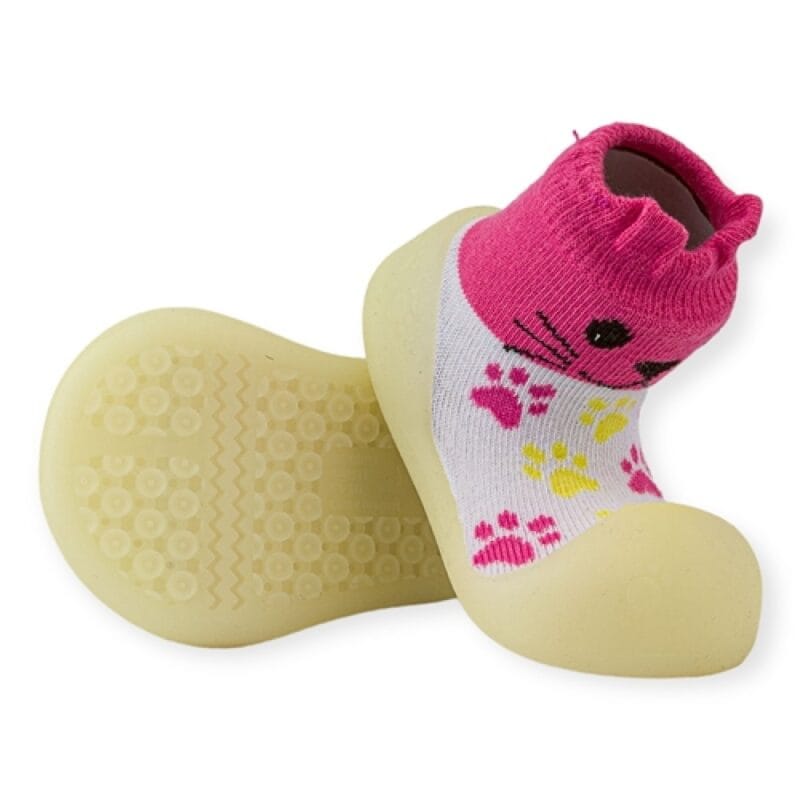 Chameleon Big Toes Βρεφικά Παπουτσάκια Που Αλλάζουν Χρώμα Στον Ήλιο Για Κορίτσι Λευκό/Ρόζ Με Γατάκι - Image 4