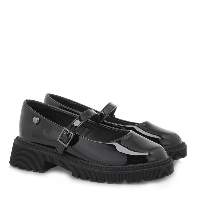 Exe Kids Ανατομική Μπαλαρίνα Loafers Για Κορίτσι Μαύρο Λουστρίνι - Image 2