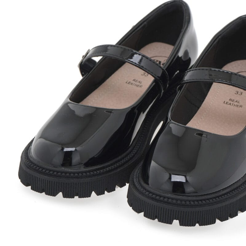 Exe Kids Ανατομική Μπαλαρίνα Loafers Για Κορίτσι Μαύρο Λουστρίνι - Image 4