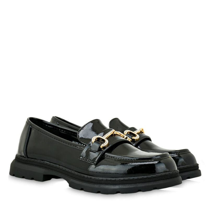 Exe Kids Ανατομικό Loafers Για Κορίτσι Μαύρο Λουστρίνι - Image 2