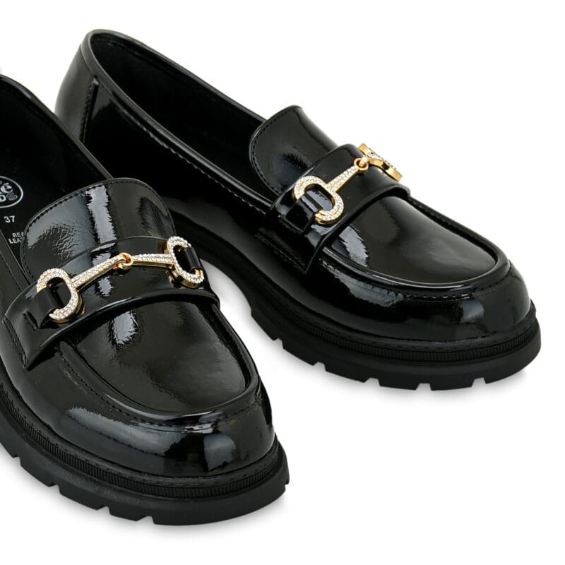 Exe Kids Ανατομικό Loafers Για Κορίτσι Μαύρο Λουστρίνι - Image 3