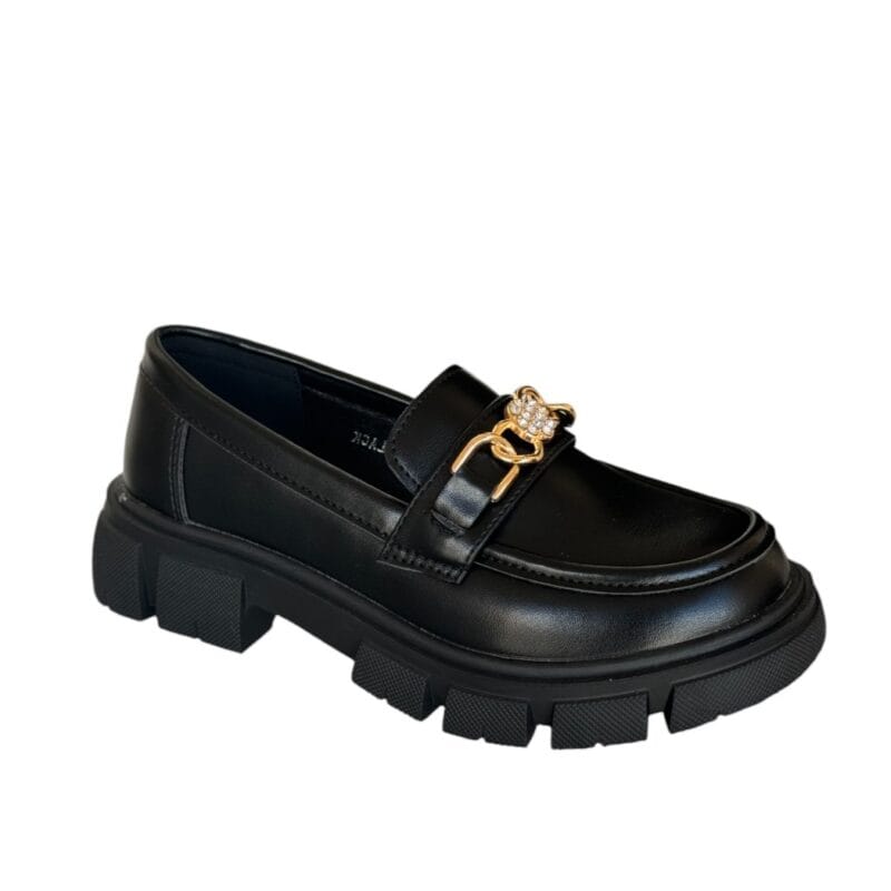 Fenecia Δερμάτινο Ανατομικό Loafers Για Κορίτσι Μαύρο Μάτ - Image 2