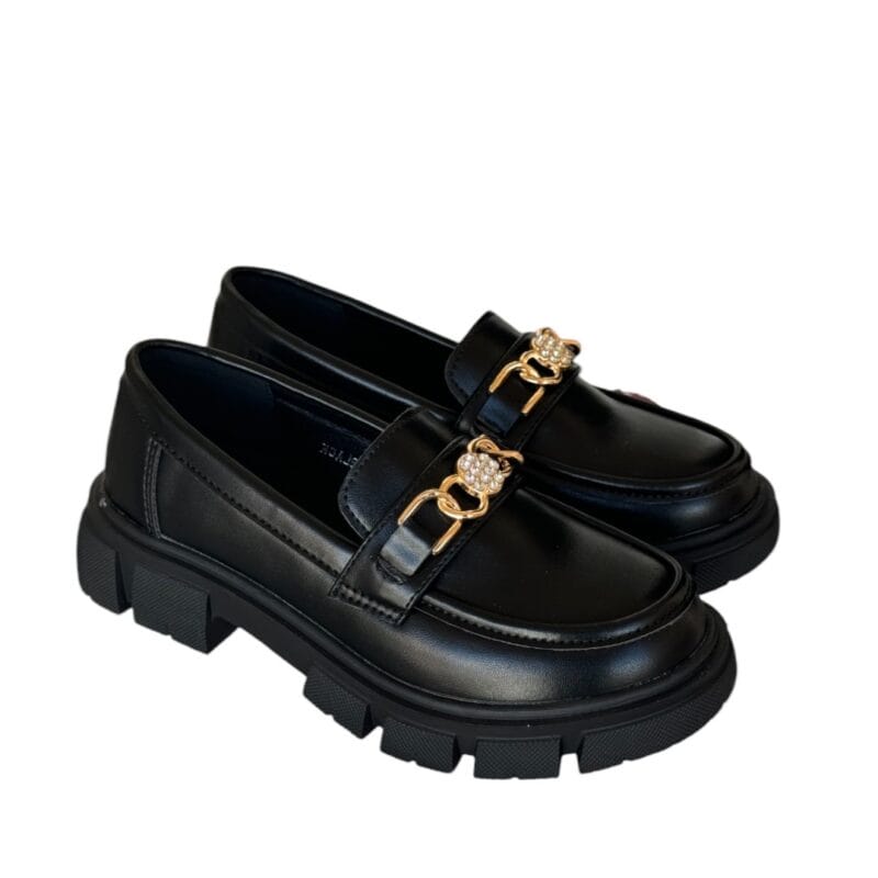 Fenecia Δερμάτινο Ανατομικό Loafers Για Κορίτσι Μαύρο Μάτ - Image 4