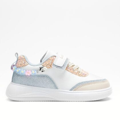 Lelli Kelly Ανατομικό Sneaker Gioiello Για Κορίτσι Λευκό Με Glitter Και Βραχιόλι Στο Πίσω Μέρος