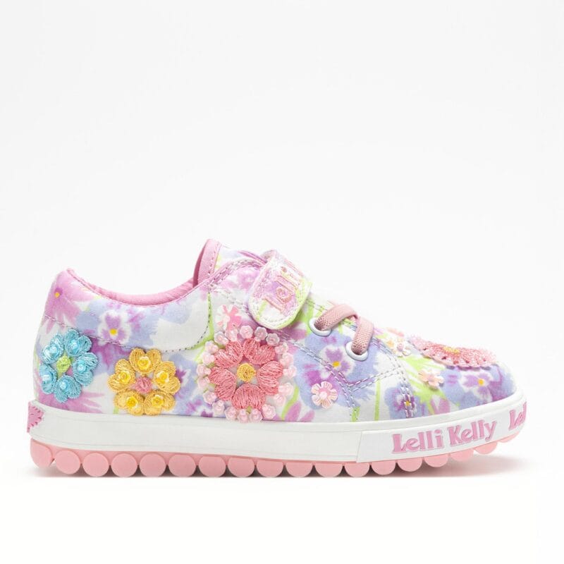 Lelli Kelly Ανατομικό Sneaker Για Κορίτσι Λευκό Με Κεντιμένα Λουλούδια