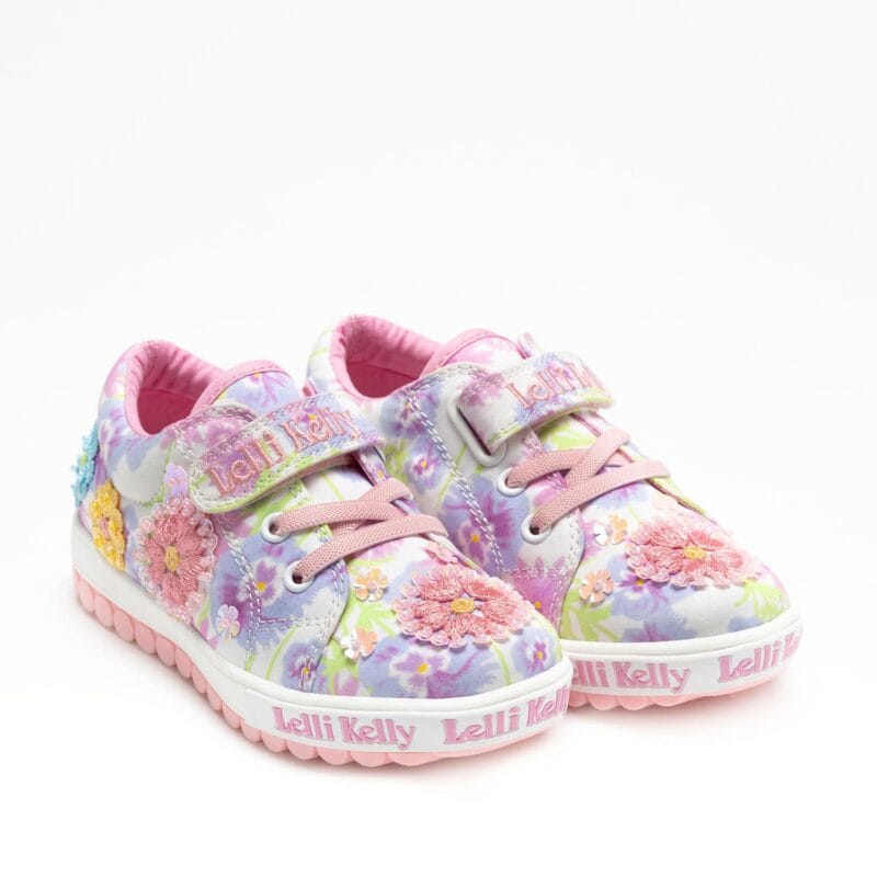 Lelli Kelly Ανατομικό Sneaker Για Κορίτσι Λευκό Με Κεντιμένα Λουλούδια - Image 2