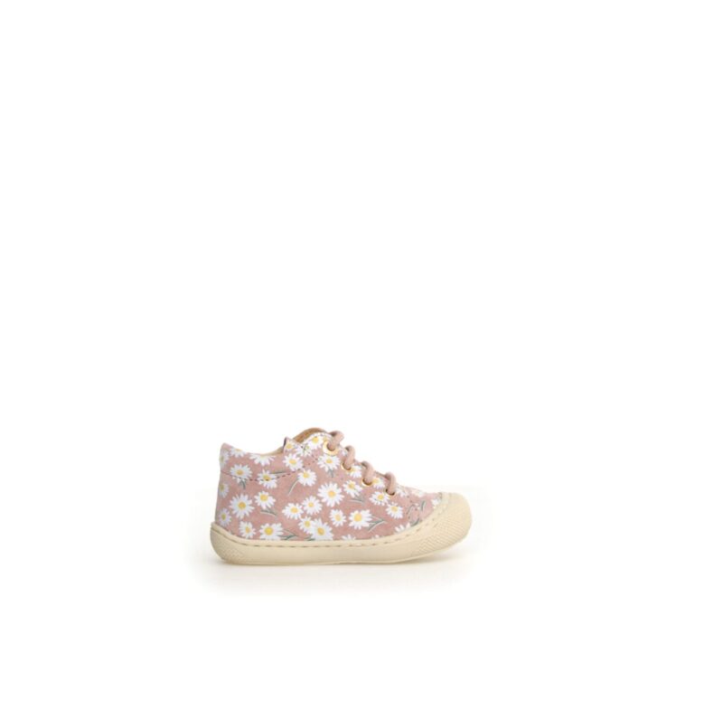 Naturino Cocoon Δερμάτινο Ανατομικό Sneaker Για Ρόζ Με Λουλούδια
