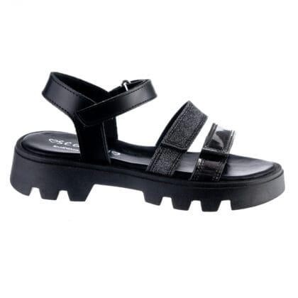 Scarpy Δερμάτινο Ανατομικό Πέδιλο Δίσολο Για Κορίτσι Μαύρο