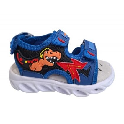 Lumberjack Ανατομικό Αθλητικό Πέδιλο Για Αγόρι Μπλέ Με Δεινόσαυρο Και Φωτάκια