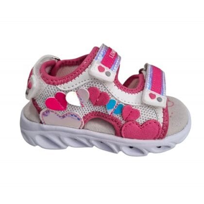 Lumberjack Ανατομικό Αθλητικό Πέδιλο Για Κορίτσι Φούξια Με Καρδούλες Και Φωτάκια