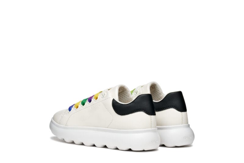 Geox Δερμάτινο Ανατομικό Sneaker Για Κορίτσι Λευκό Με Πολύχρωμα Κορδόνια - Image 7
