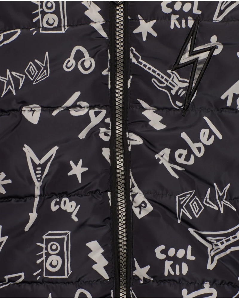 Tuc Tuc Μπουφάν Για Αγόρι Μαύρο Με Ρόκ Σχέδια Και Φωτάκια Στον Κεραυνό - Image 3