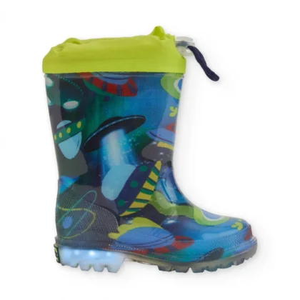 Tuc Tuc Παιδικές Γαλότσες Για Αγόρι Μπλε Με Σχέδια Και Φωτάκια