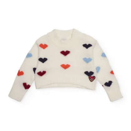 Tuc Tuc Πουλόβερ Για Κορίτσι Off-White Με Καρδούλες