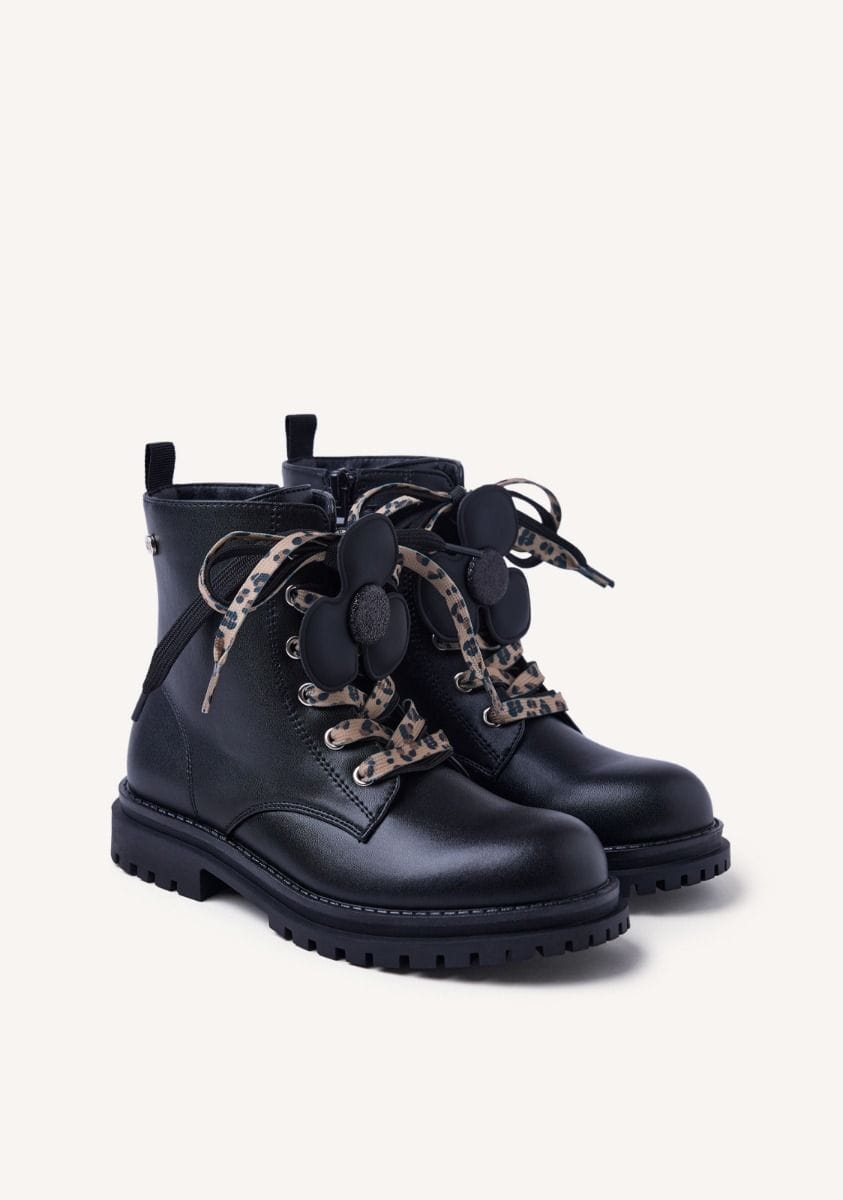 Gioseppo Ανατομικό Μποτάκι Για Κορίτσι Μαύρο Με Leopard Κορδόνια - Image 2