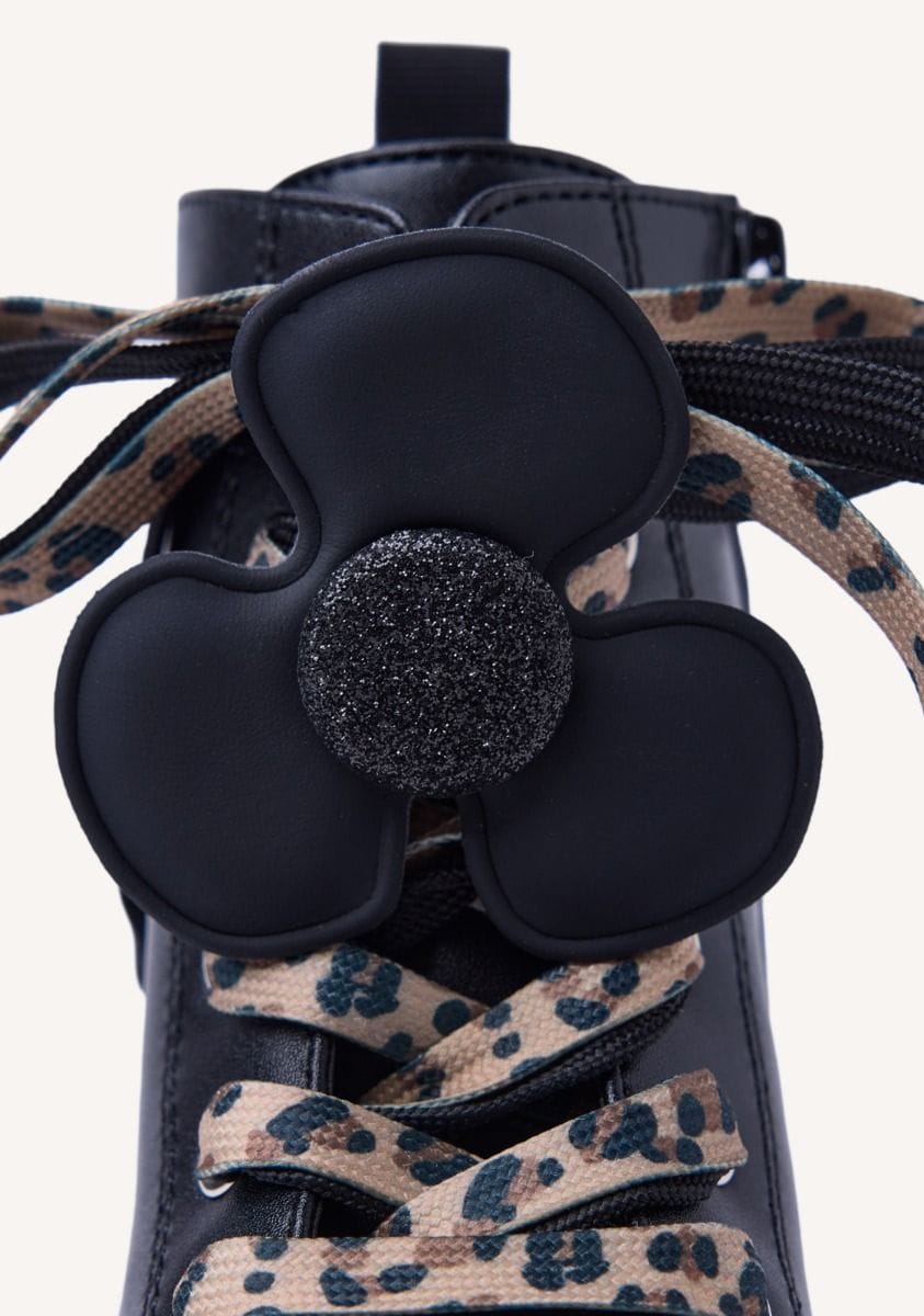 Gioseppo Ανατομικό Μποτάκι Για Κορίτσι Μαύρο Με Leopard Κορδόνια - Image 5