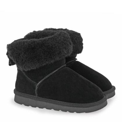 Renato Garini Ανατομικό Μποτάκι Για Κορίτσι Μαύρο Με Γουνάκι Και Φιόγκο