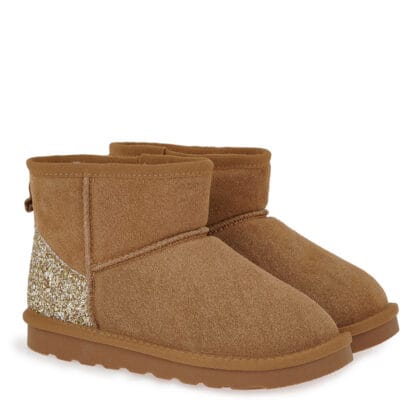 Renato Garini Ανατομικό Μποτάκι Για Κορίτσι Ταμπά Με Γουνάκι Και Glitter