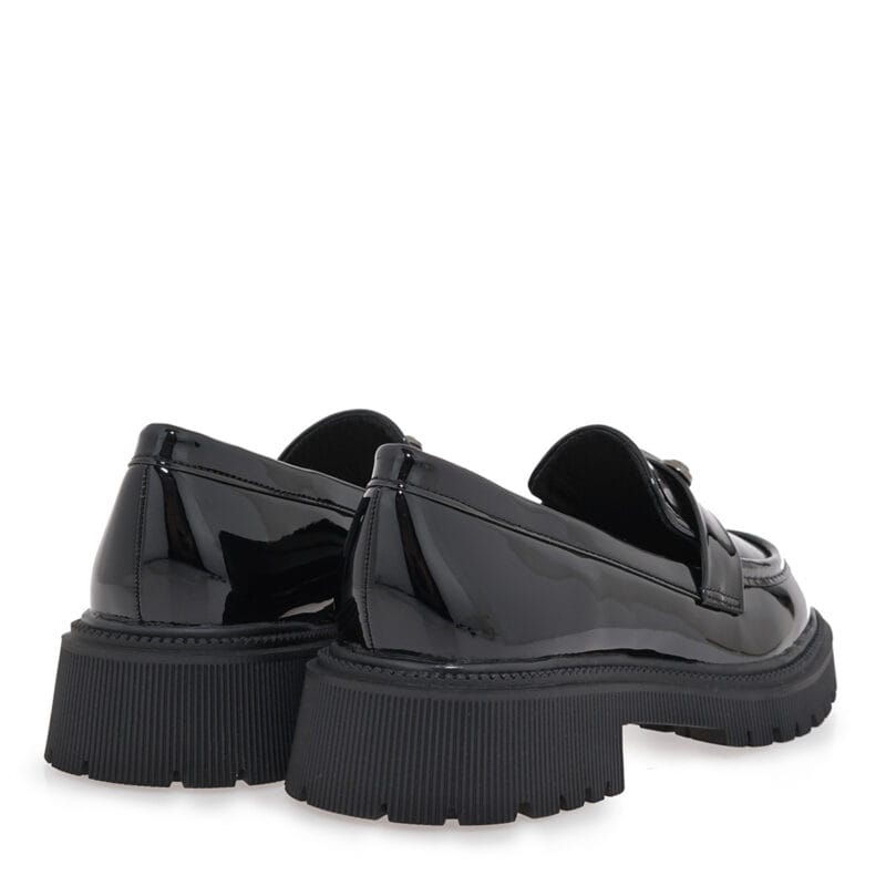 Exe Kids Ανατομικό Loafers Για Κορίτσι Μαύρο Λουστρίνι Με Καρδούλα - Image 3