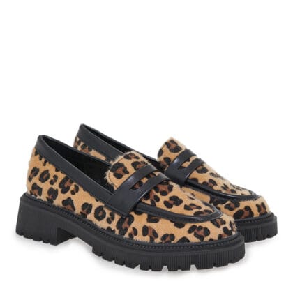 Exe Kids Ανατομικό Loafers Για Κορίτσι Μαύρο Leopard