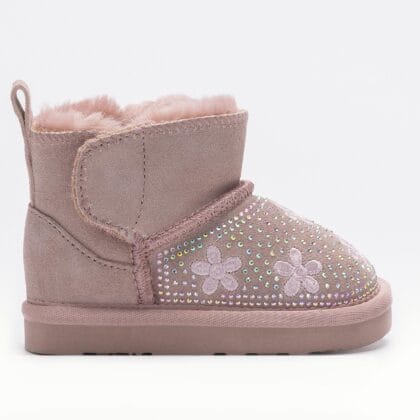 Lelli Kelli Ανατομικό Μποτάκι Γούνινο Με Στρασάκια Και Λουλούδια Ρόζ