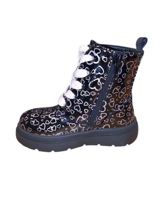 Smart Kids Ανατομικό Μποτάκι Για Κορίτσι Μαύρο Με Ρόζ Καρδούλες - Image 3