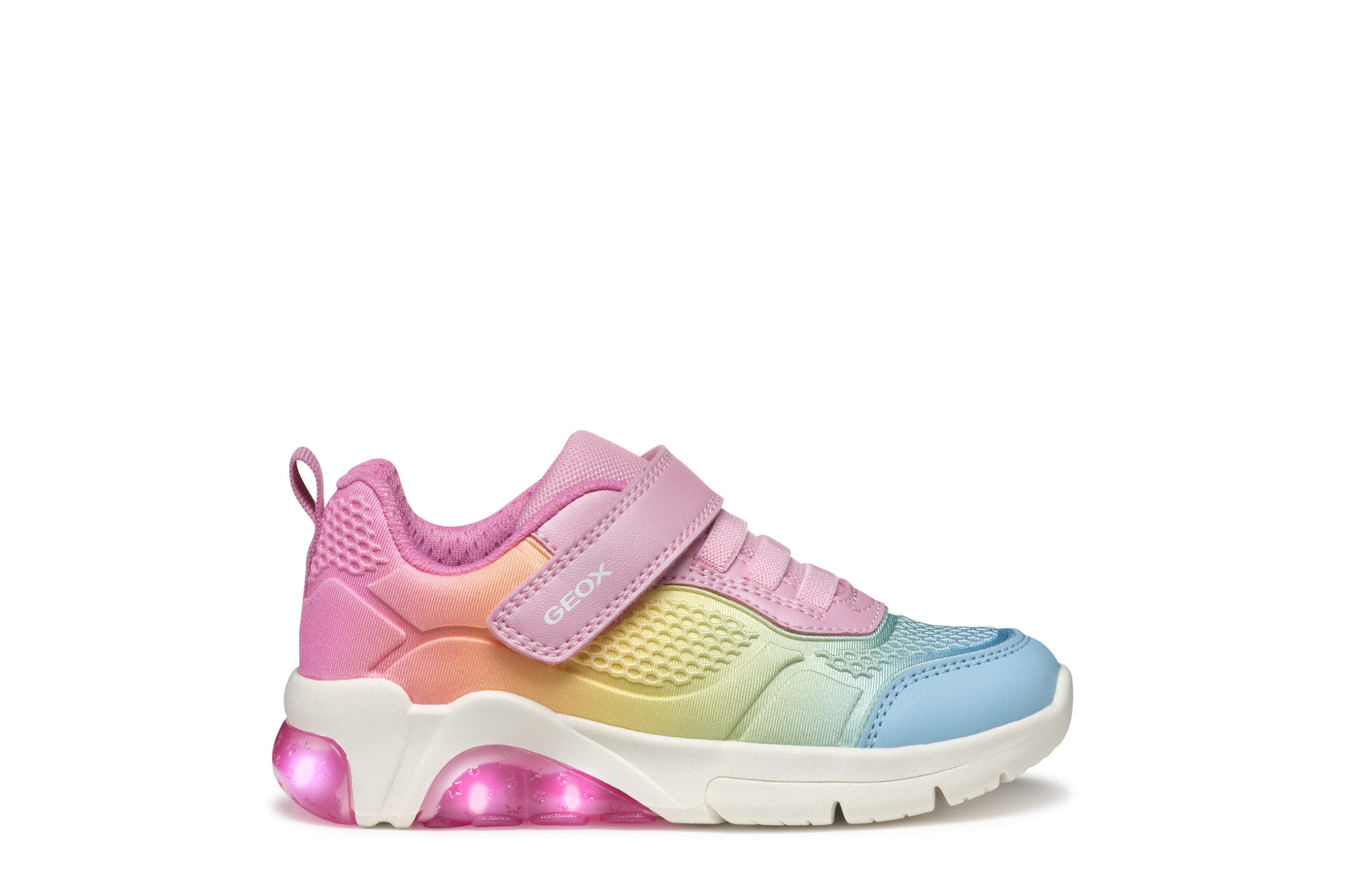 Geox Ανατομικό Αθλητικό Για Κορίτσι Ρόζ Πολύχρωμο Με Φωτάκια