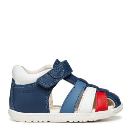 Geox Δερμάτινο Ανατομικό Παπουτσοπέδιλο Για Αγόρι Μπλέ/Κόκκινο