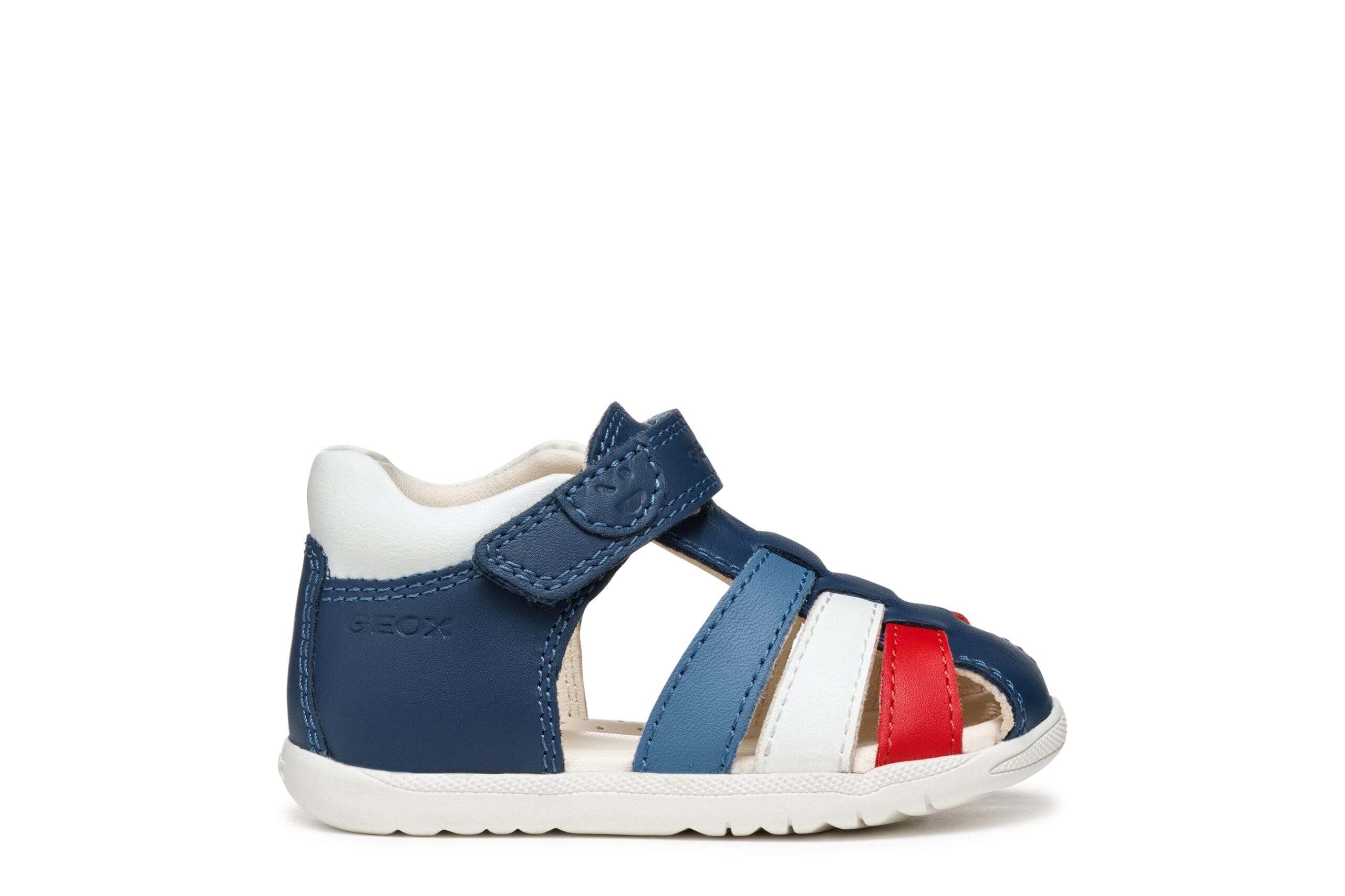Geox Δερμάτινο Ανατομικό Παπουτσοπέδιλο Για Αγόρι Μπλέ/Κόκκινο