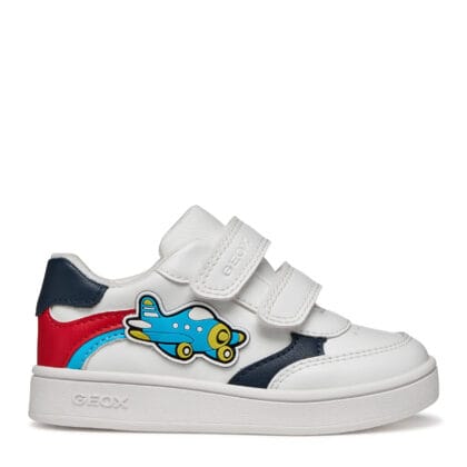 Geox Ανατομικό Sneaker Για Αγόρι Λευκό Με Αεροπλανάκι