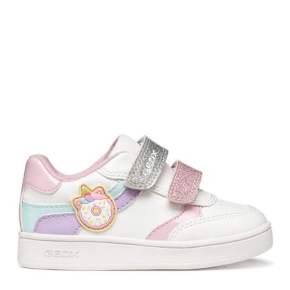 Geox Ανατομικό Sneaker Για Κορίτσι Λευκό Με Donut Και Glitter