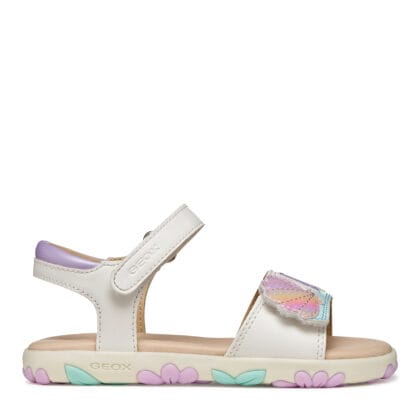 Geox Ανατομικό Πέδιλο Για Κορίτσι Λευκό Με Πολύχρωμο Κοράλι