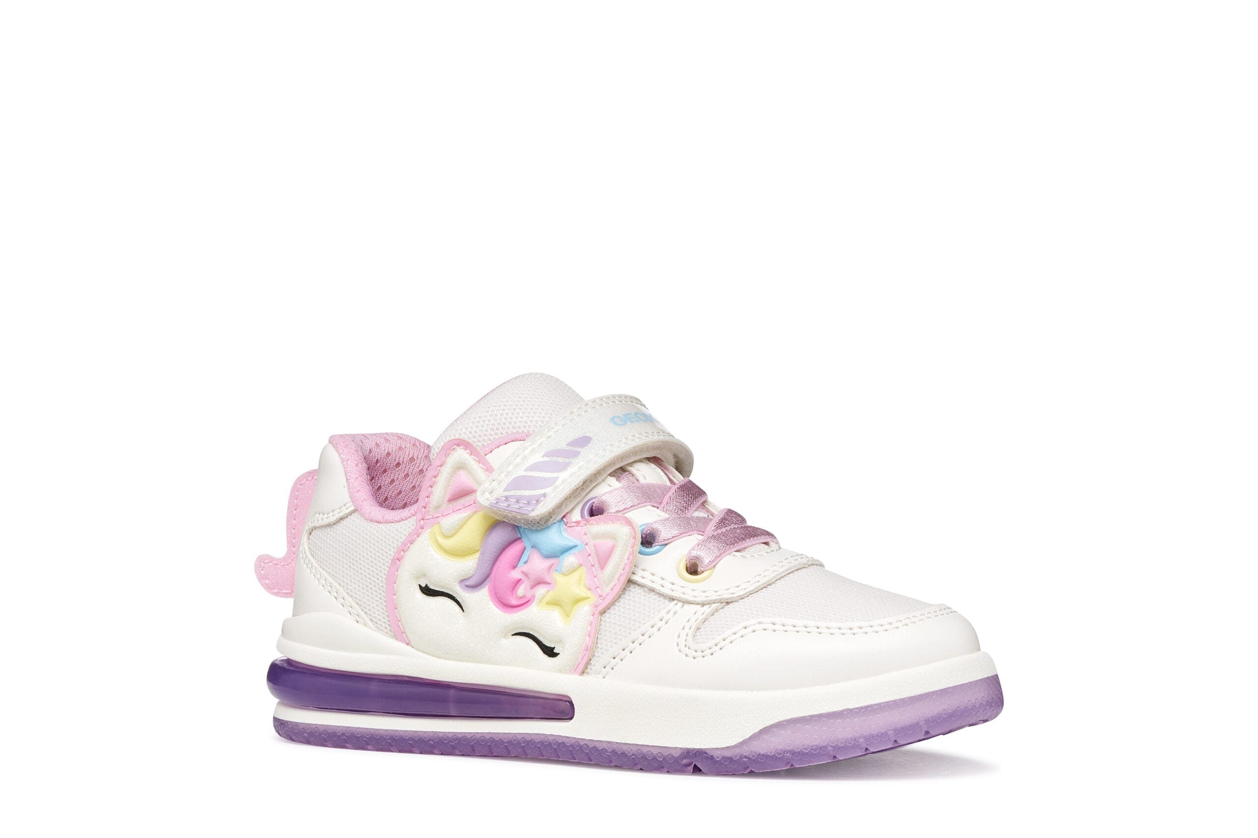 Geox Ανατομικό Sneaker Για Κορίτσι Λευκό Με Μονόκερο Και Φωτάκια - Image 3