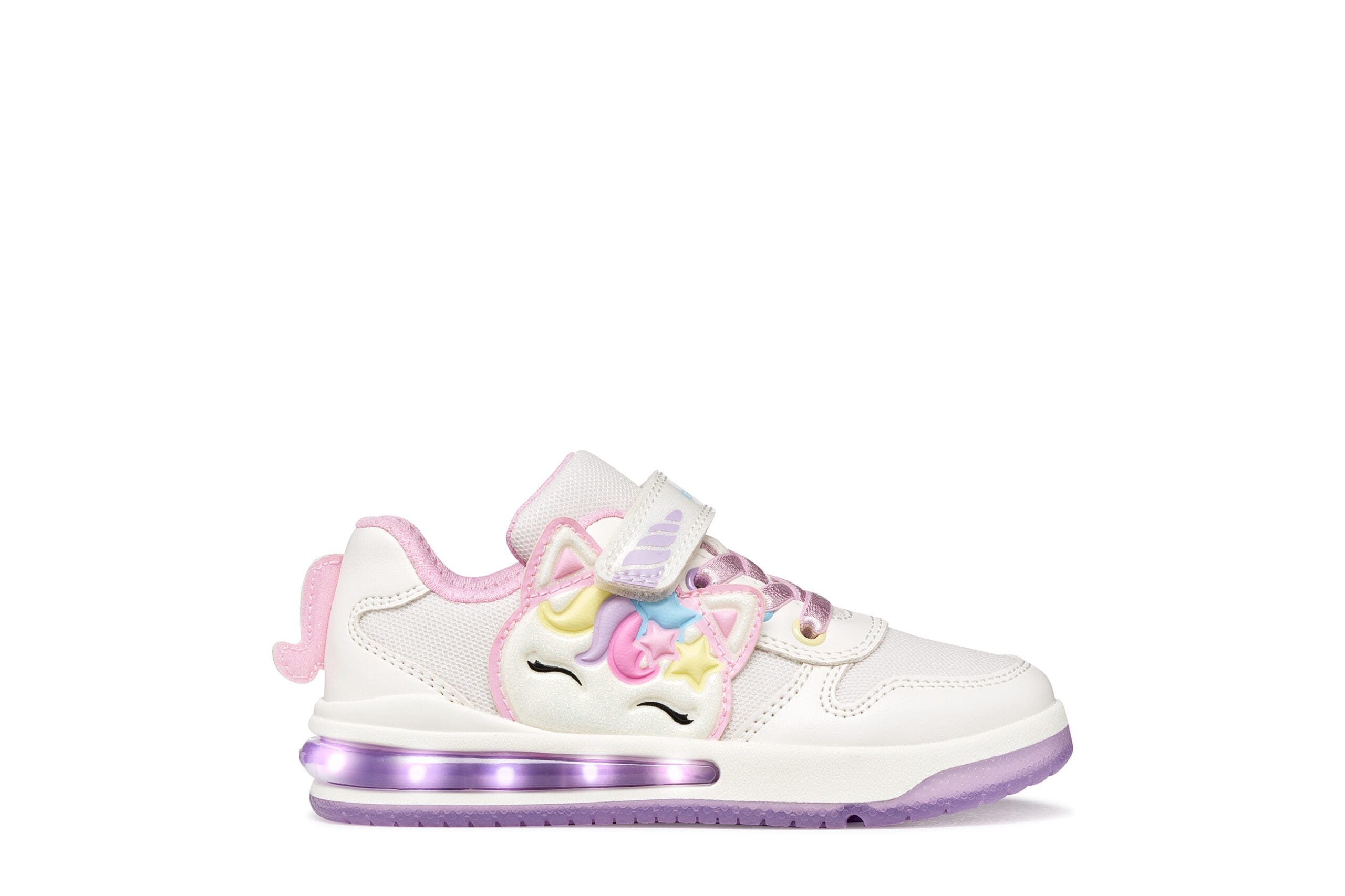 Geox Ανατομικό Sneaker Για Κορίτσι Λευκό Με Μονόκερο Και Φωτάκια