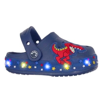 Chicco Ανατομικό Σαμπό Clogs Για Αγόρι Μπλέ Με Δεινοσαυράκι Και Φωτάκια