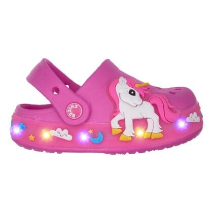 Chicco Ανατομικό Σαμπό Clogs Για Κορίτσι Ρόζ Με Μονόκερο Και Φωτάκια