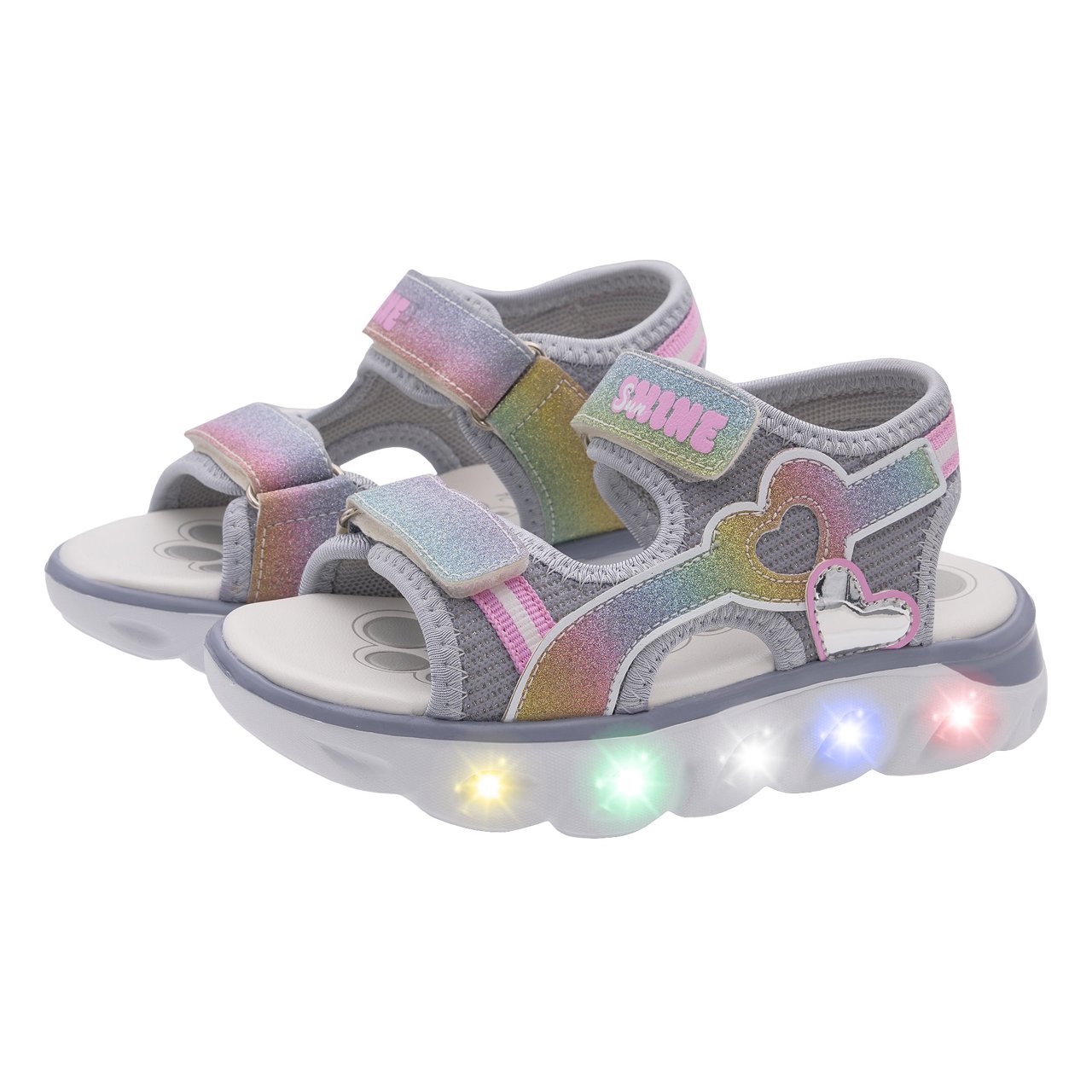 Chicco Ανατομικά Παιδικά Πέδιλα Για Κορίτσια Ασημί Με Φωτάκια - Image 3
