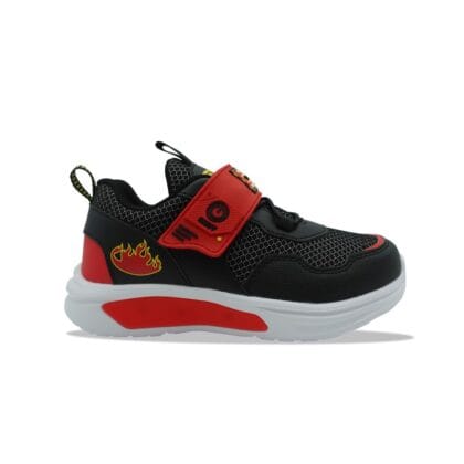 Fila Ανατομικά Παιδικά Sneaker Για Αγόρια Firefighter Velcro Μαύρο/Κόκκινο Με Φωτάκια Και Ήχο Σειρήνας