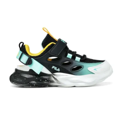 Fila Ανατομικό Παιδικό Αθλητικό Πέδιλο Για Αγόρι Wave Memory Velcro Μαύρο/Γαλάζιο