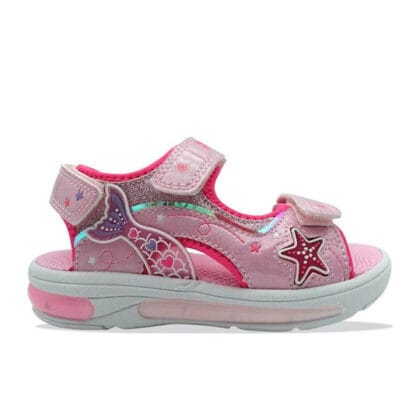 Fila Ανατομικά Παιδικά Πέδιλα Για Κορίτσια Mermaid Velcro Ρόζ Με Φωτάκια
