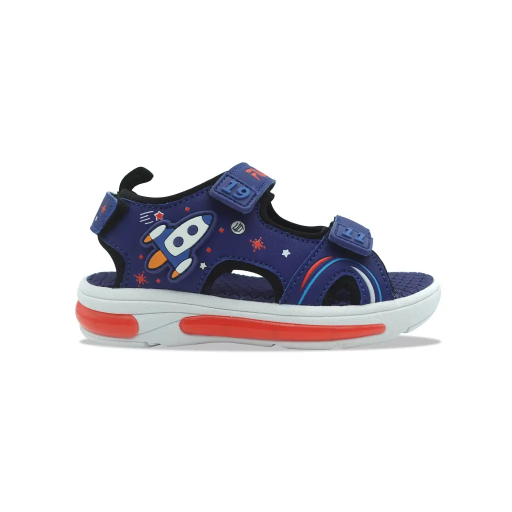Fila Ανατομικά Παιδικά Πέδιλα Για Αγόρια Rocket Velcro Μπλέ Με Φωτάκια