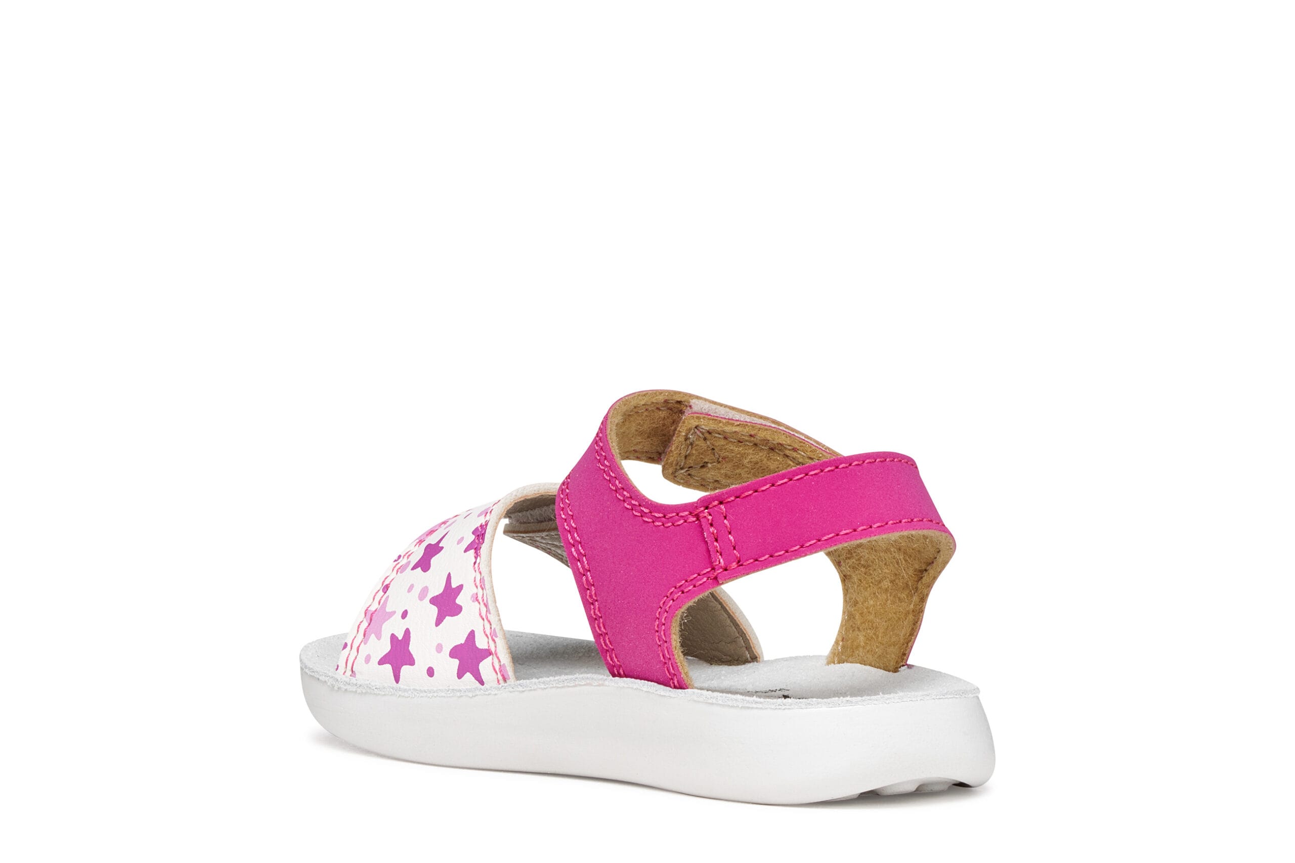 Geox Ανατομικά Παιδικά Πέδιλα Για Κορίτσια Λευκό/Φούξια Με Αστέρια - Image 3