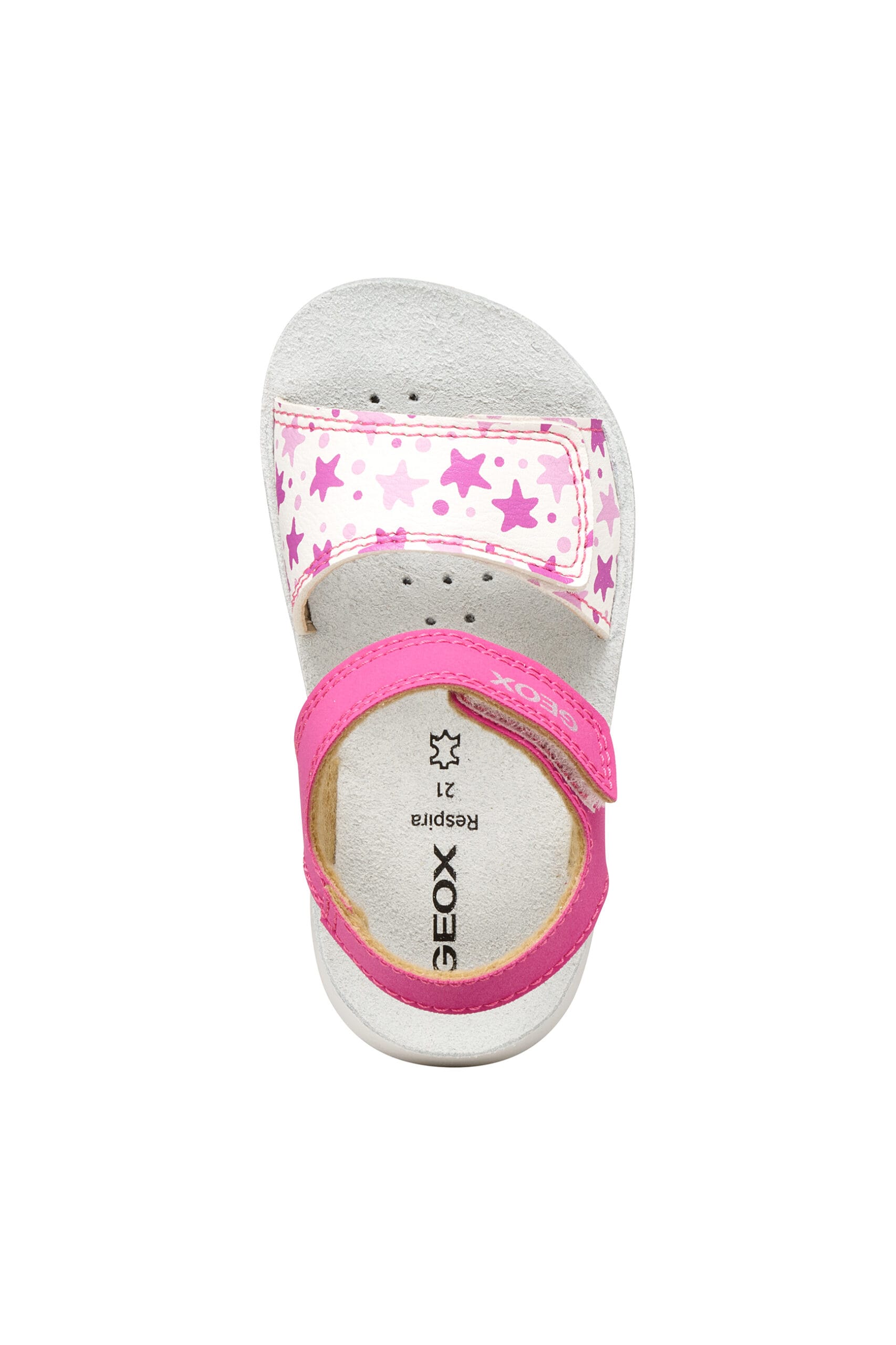 Geox Ανατομικά Παιδικά Πέδιλα Για Κορίτσια Λευκό/Φούξια Με Αστέρια - Image 4