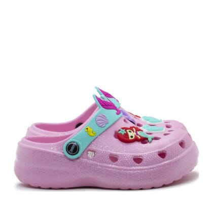 Cubanitas Παιδικά Σαμπό Clogs Για Κορίτσι Ρόζ Γοργόνα Με Glitter