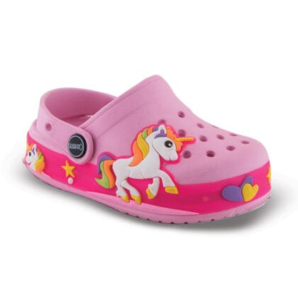 Cubanitas Παιδικά Σαμπό Clogs Για Κορίτσι Ρόζ Μονόκερος Με Φωτάκια