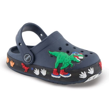Cubanitas Παιδικά Σαμπό Clogs Για Αγόρι Μπλέ Δεινόσαυρος Με Φωτάκια